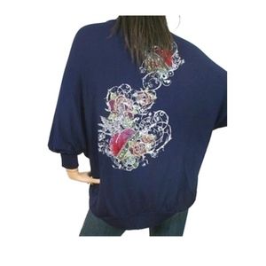 Tattoo Rhinestone Wrap Cardigan